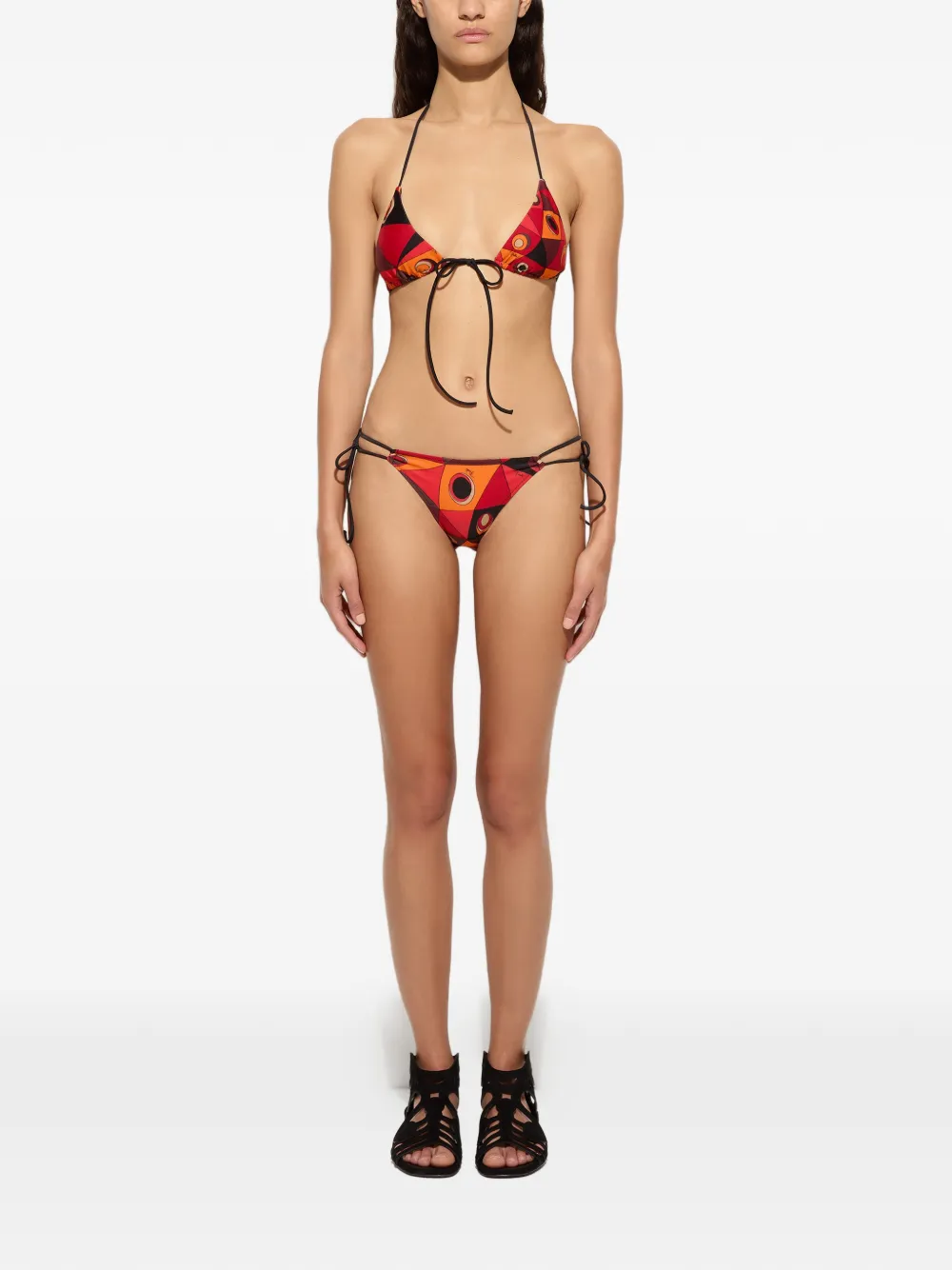  Pucci Top De Bikini Con Estampado Occhi - Rojo 