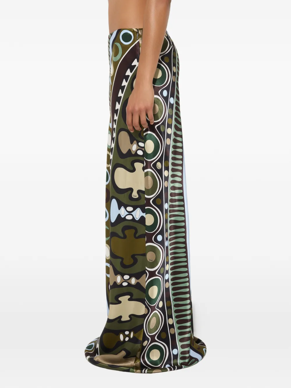 PUCCI Satijnen rok met Soleil-print Groen