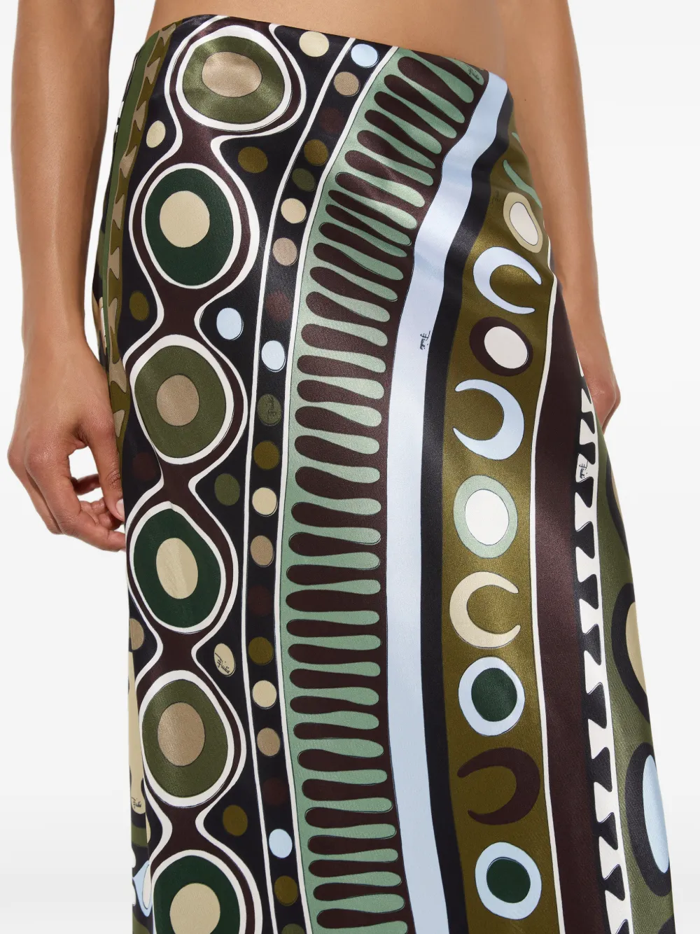 PUCCI Satijnen rok met Soleil-print Groen