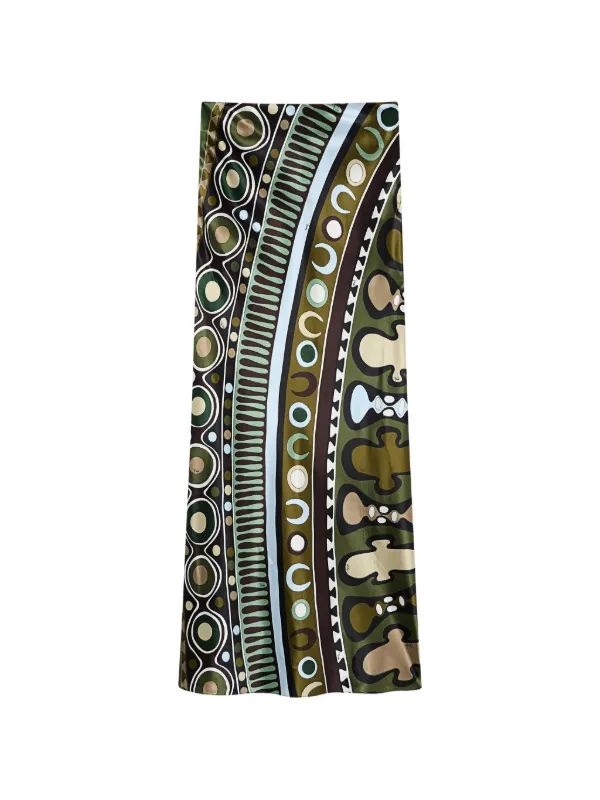 Pucci Soleil-print Satin Skirt in Green
