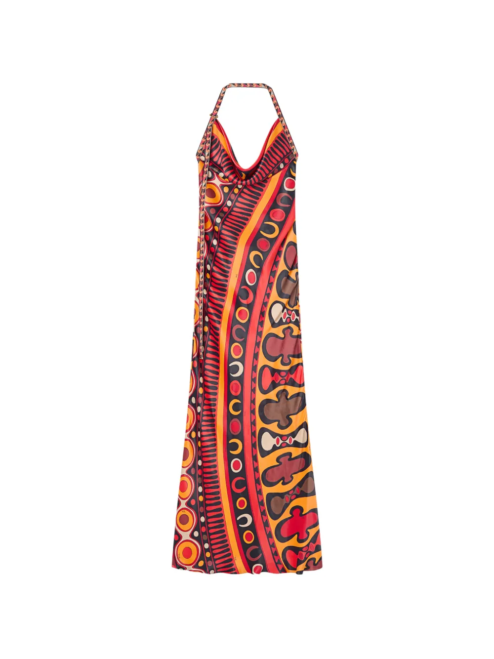 PUCCI Soleil-print orange satin dress - Rosso