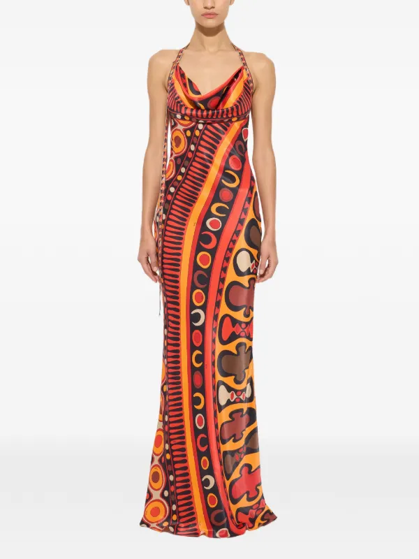 orange satin maxi dress Seville In – Hips 92cm BHLDN Open-Back Satin Maxi Dress