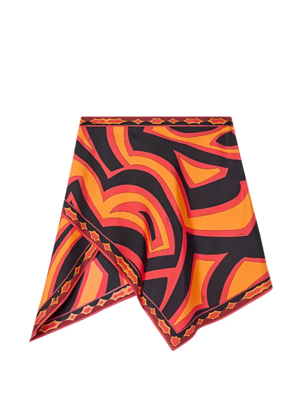 Pucci Labirinto-print Silk Scarf Skirt in Black