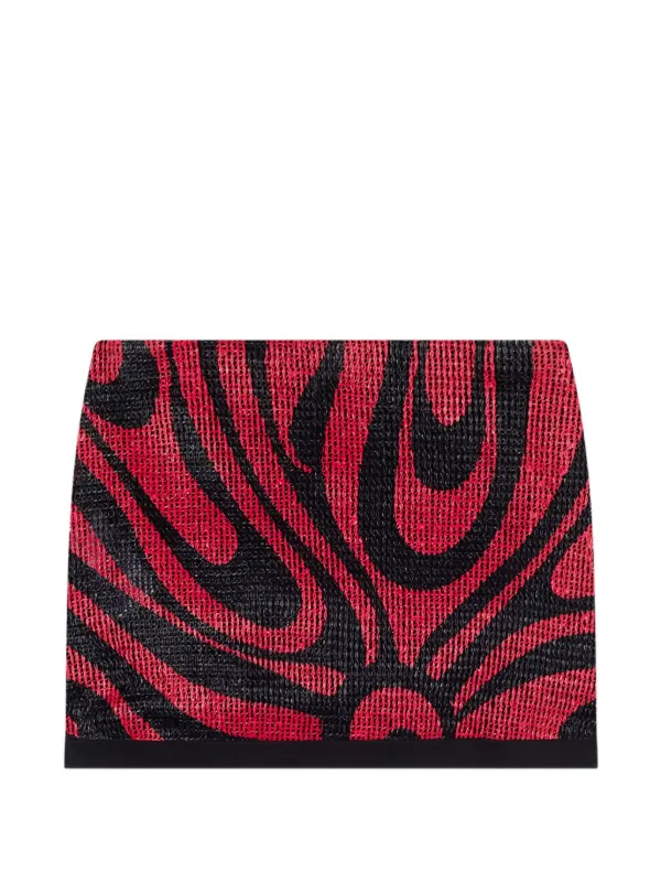 Pucci Rafia Wrap Skirt in Red