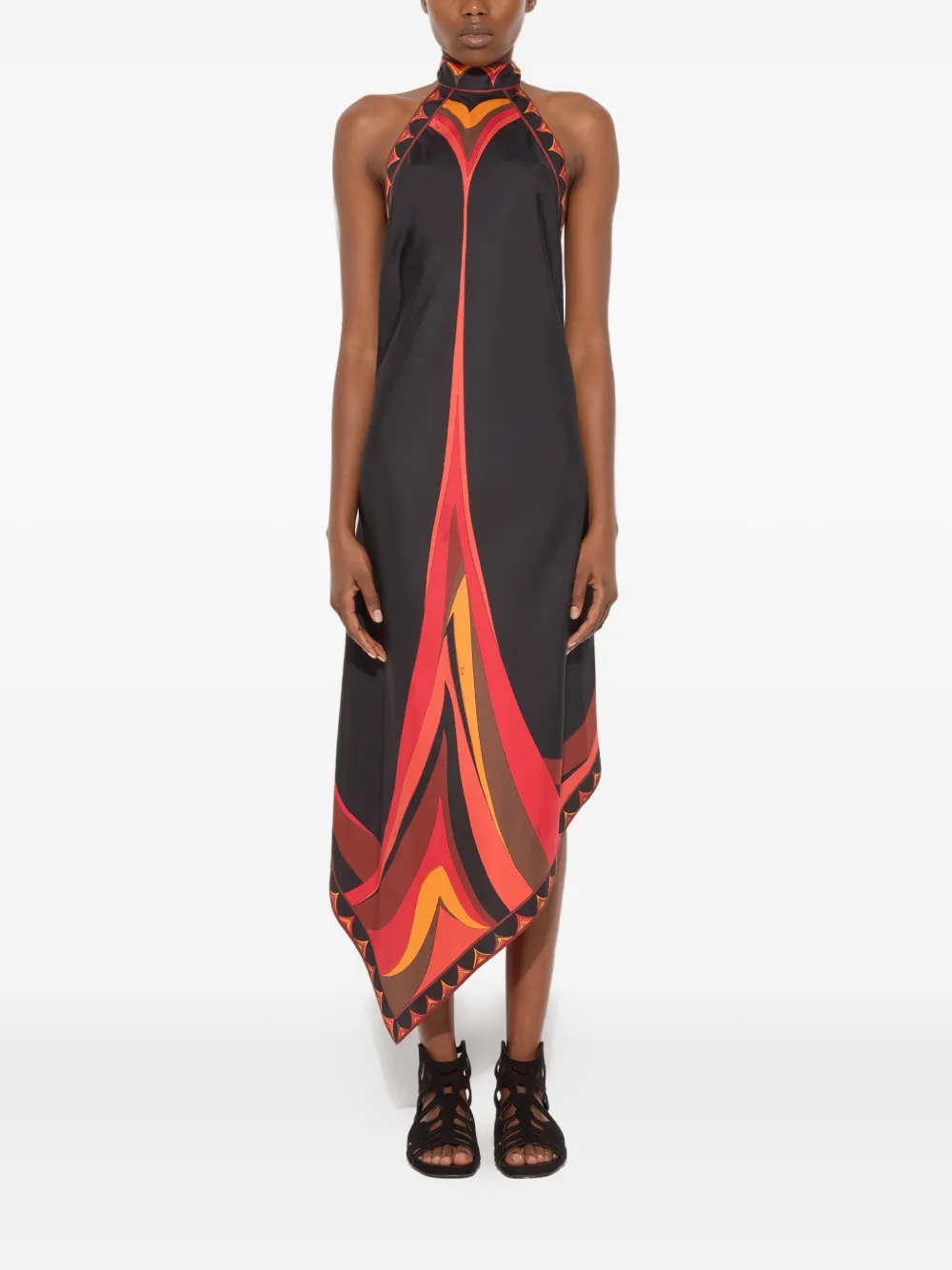 PUCCI Zijden jurk met Fari-print Zwart