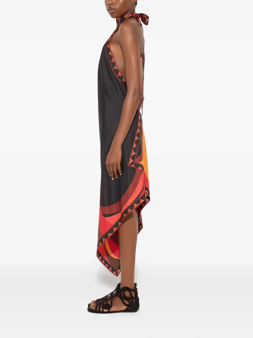 PUCCI Zijden jurk met Fari-print Zwart