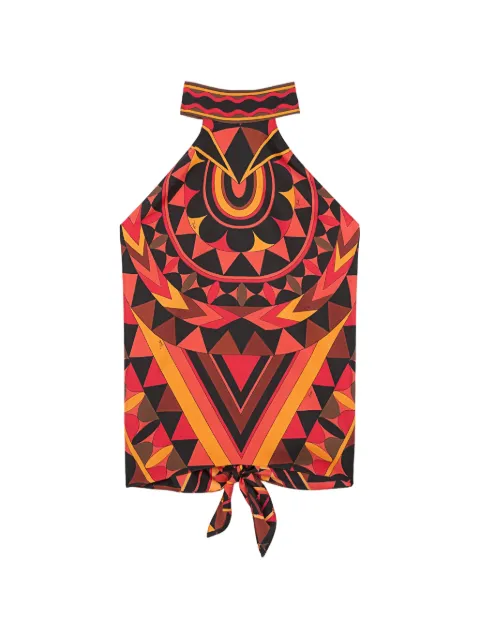 PUCCI top con estampado geométrico y cuello halter