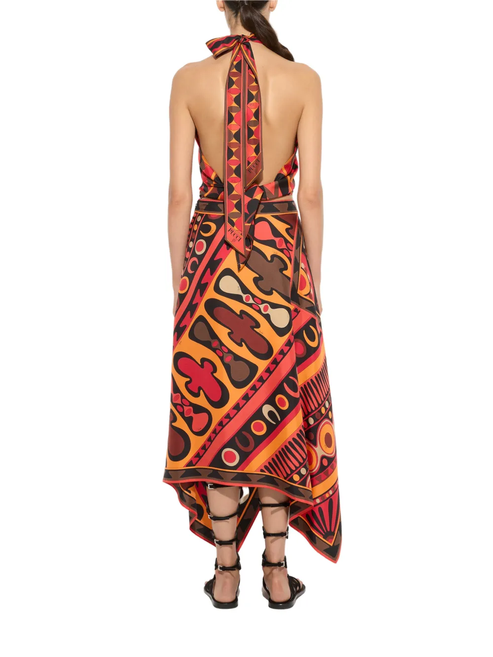 PUCCI Zijden top met Manuba-print Zwart
