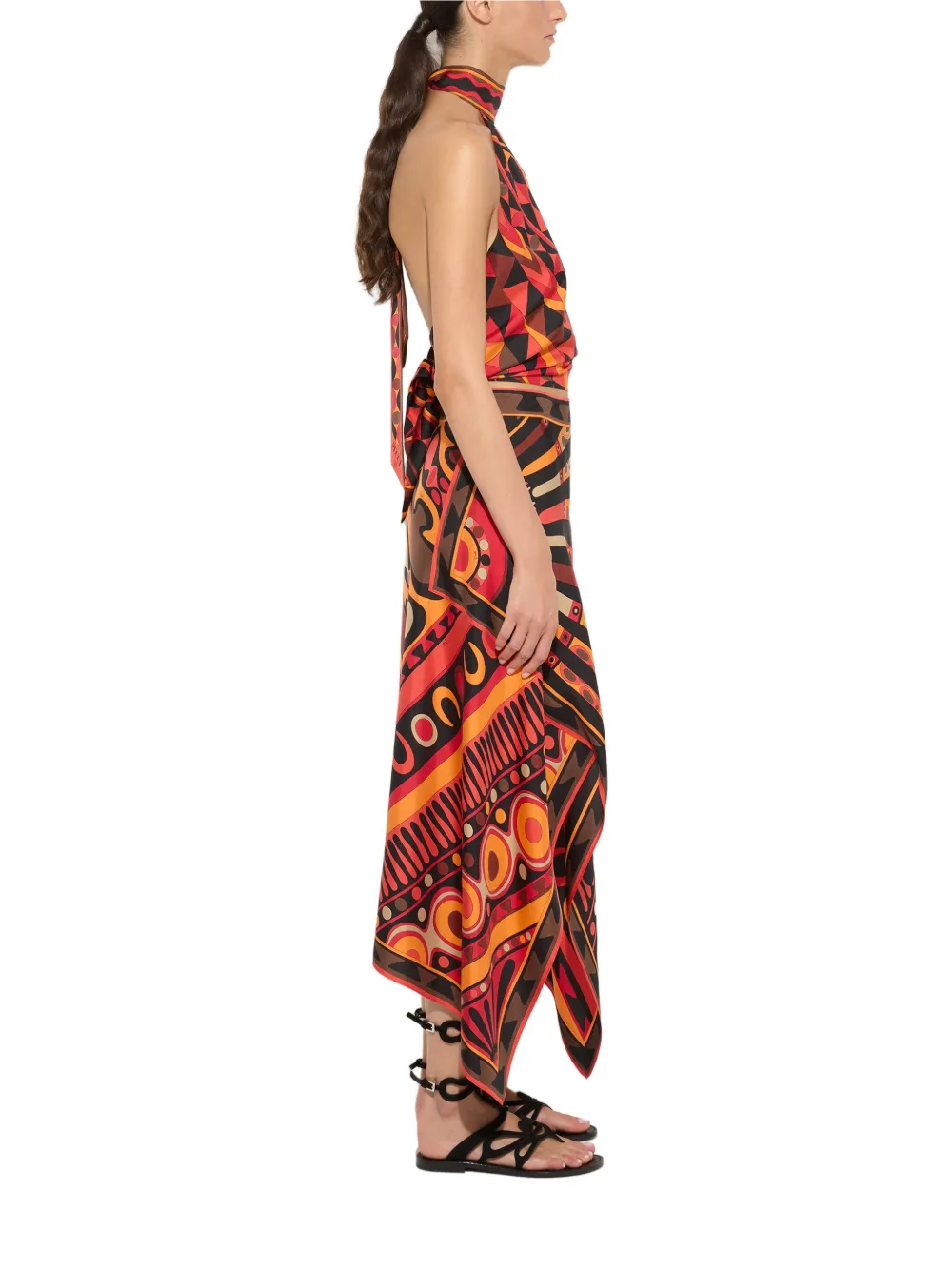 PUCCI Zijden top met Manuba-print Zwart