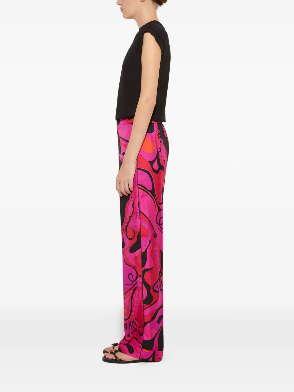 PUCCI Zijden broek met Orchidee-print Roze