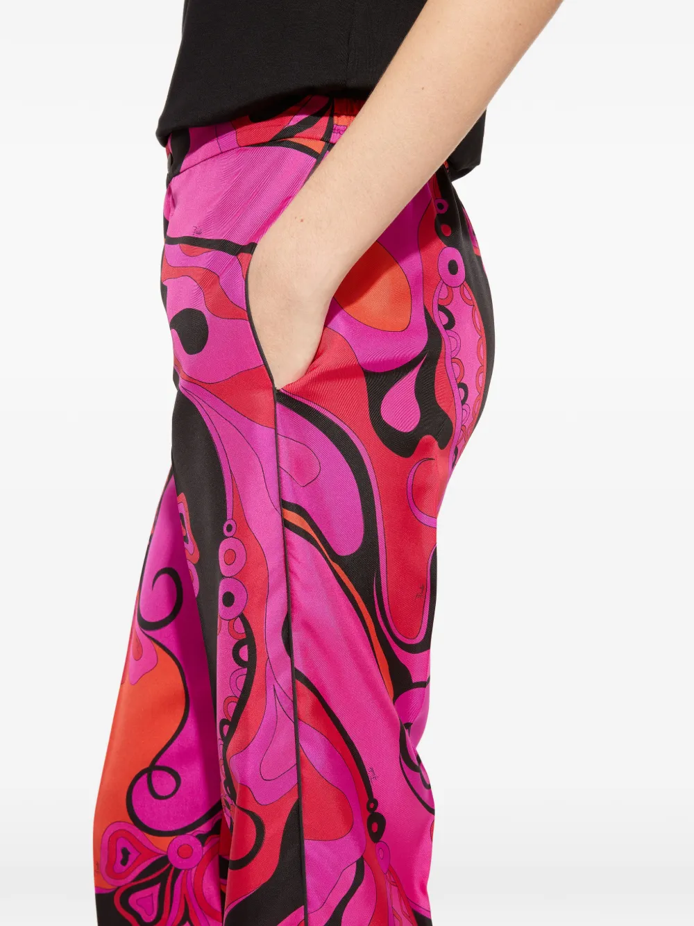 PUCCI Zijden broek met Orchidee-print Roze