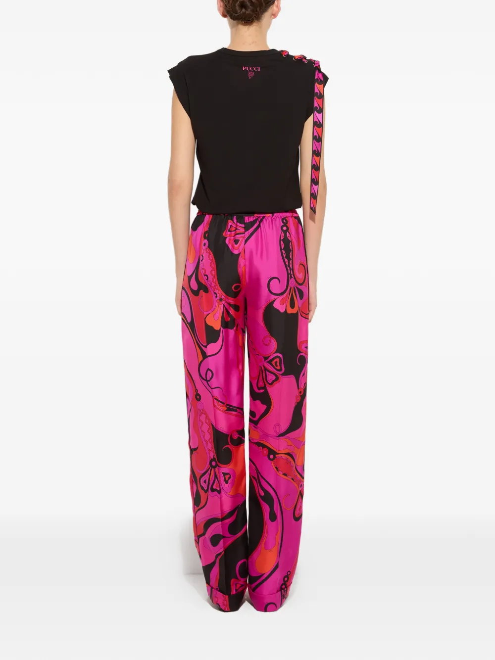PUCCI Zijden broek met Orchidee-print Roze