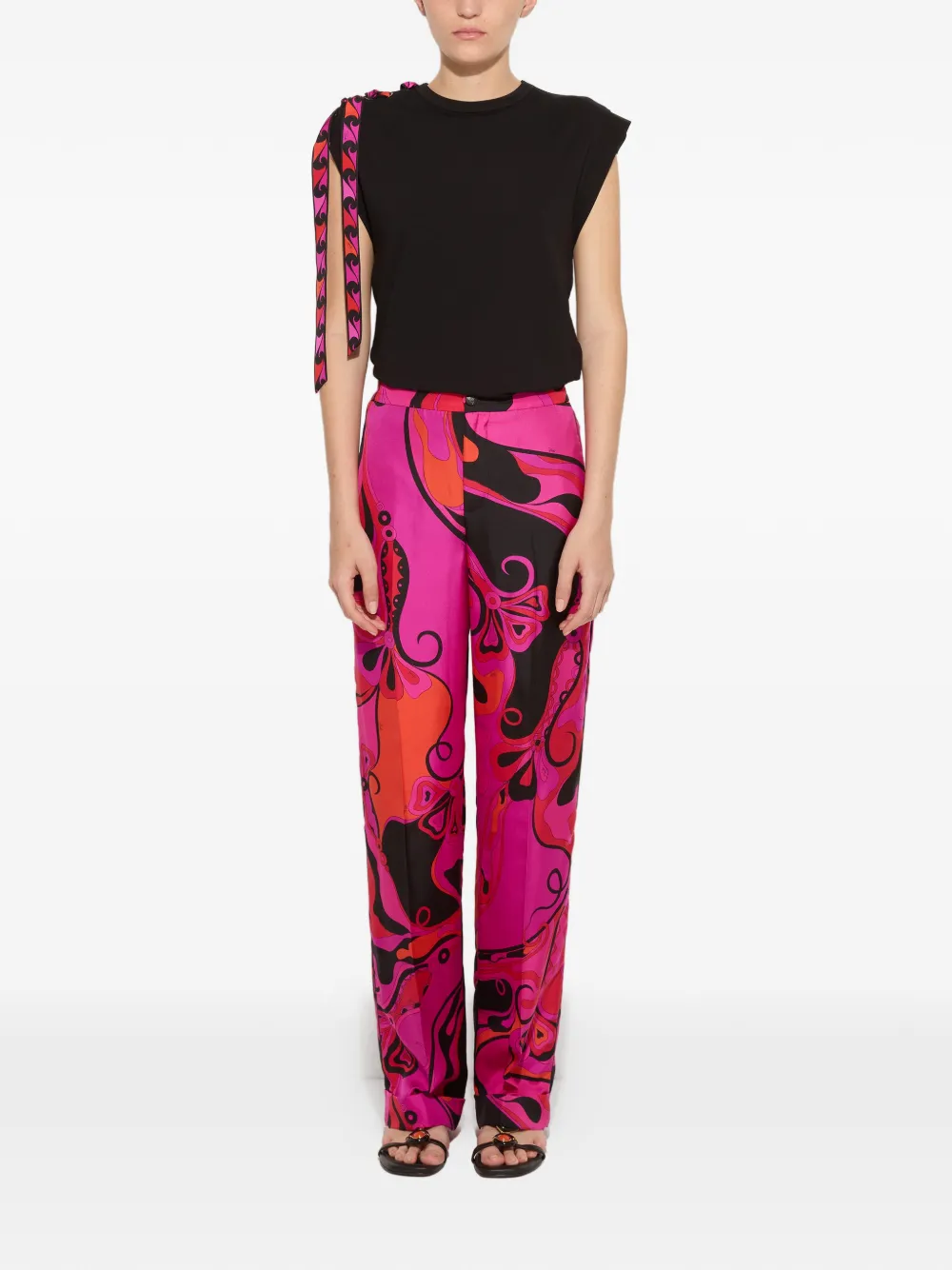 PUCCI Zijden broek met Orchidee-print Roze