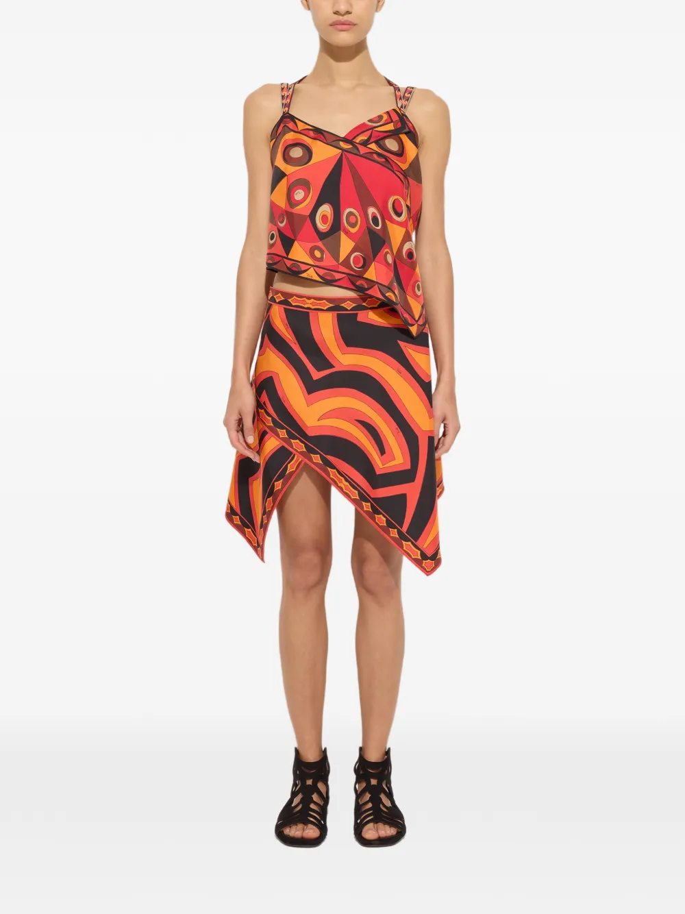 PUCCI Zijden sjaaltop met Occhi-print Rood