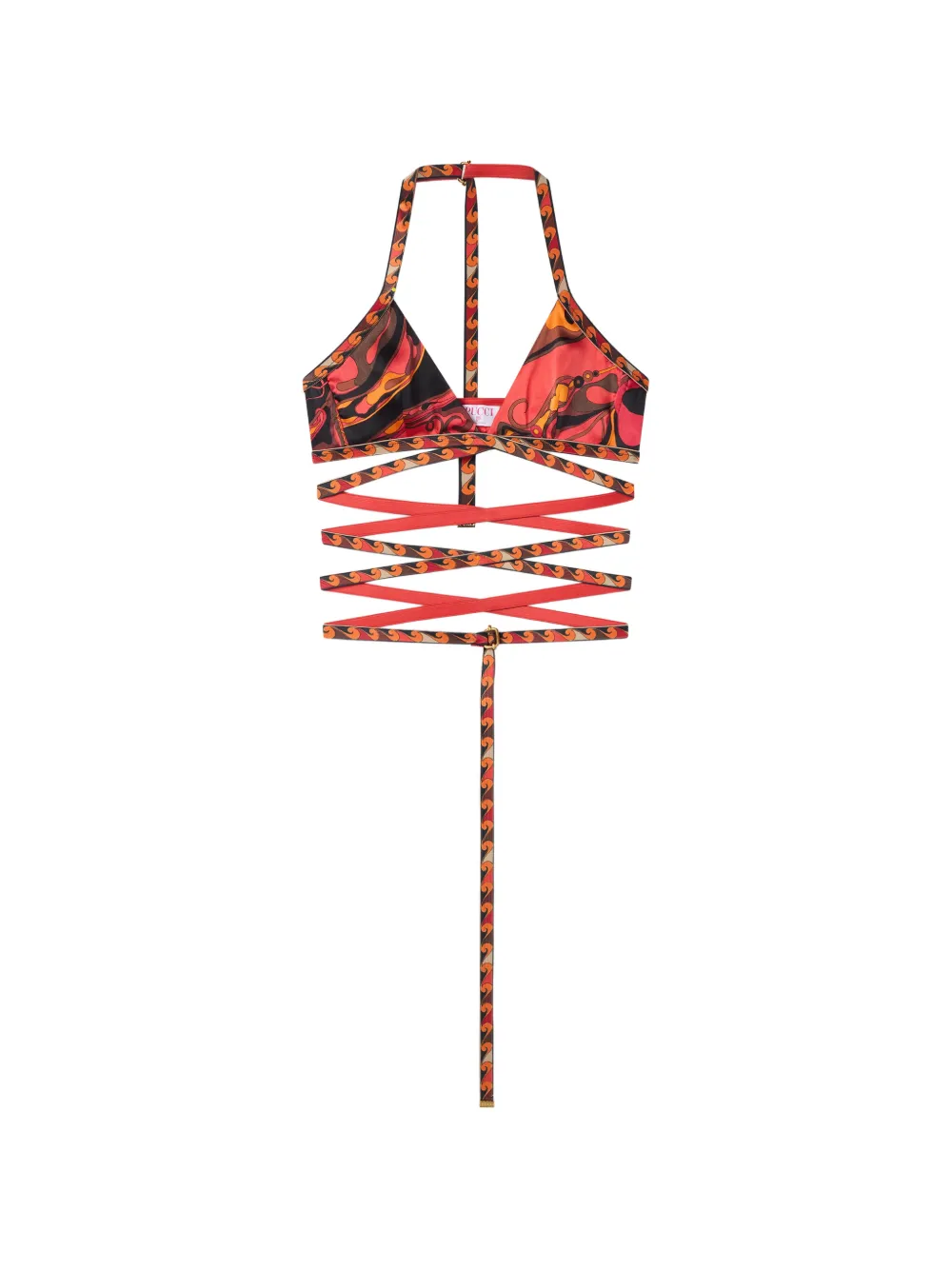 PUCCI Orchidee-print silk bra - Rosso