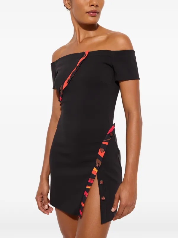 pucci black dress EMILIO PUCCI black sheer people embroidered colorful inserts sheer dress IT40 S