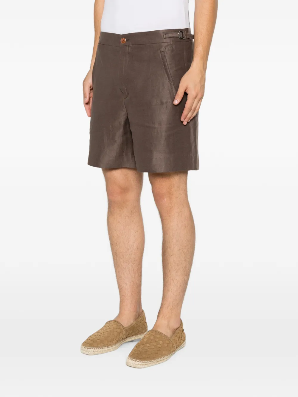 GOD'S TRUE LINEN Cocoa side-buckle shorts Bruin