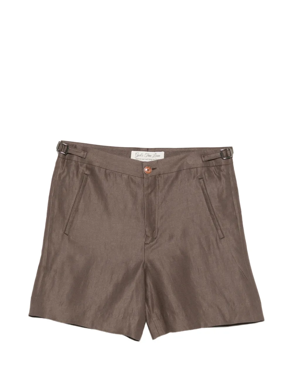 GOD'S TRUE LINEN Cocoa side-buckle shorts Bruin