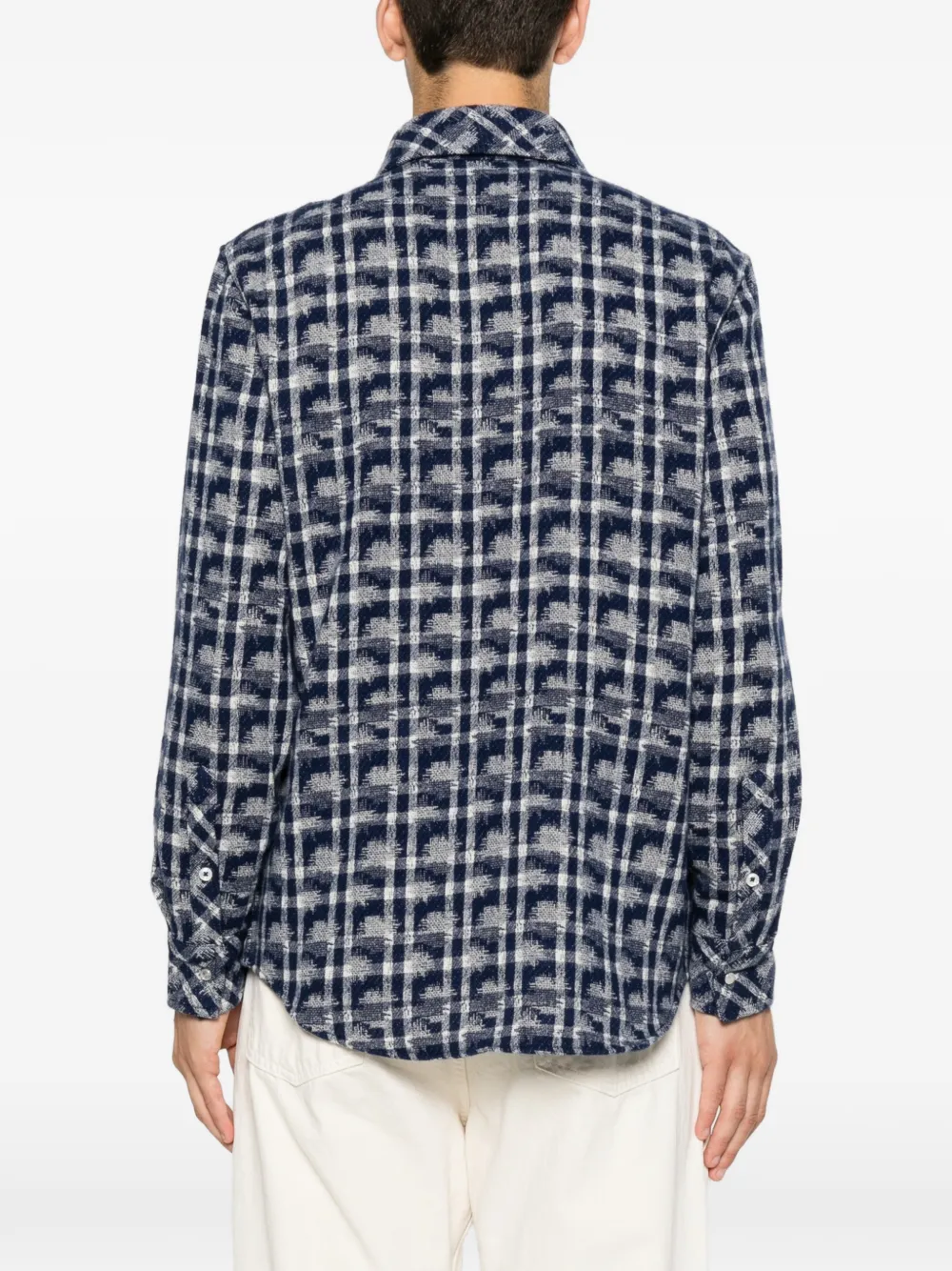 GOD'S TRUE CASHMERE Shibori geruit kasjmier overhemd Blauw