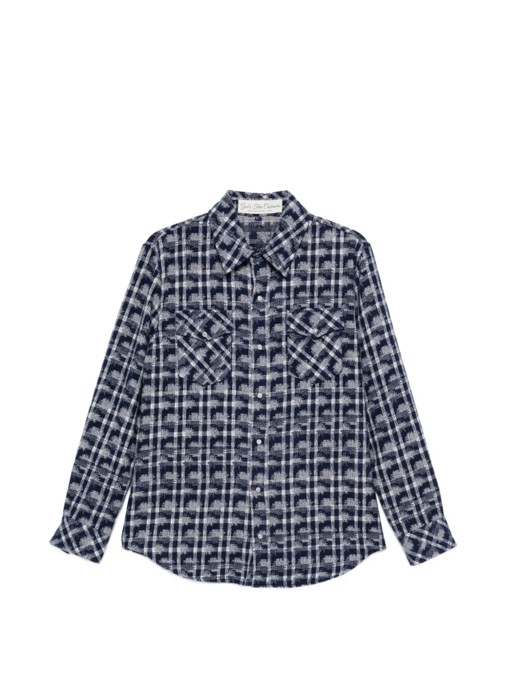 GOD'S TRUE CASHMERE Shibori plaid cashmere shirt - Blue