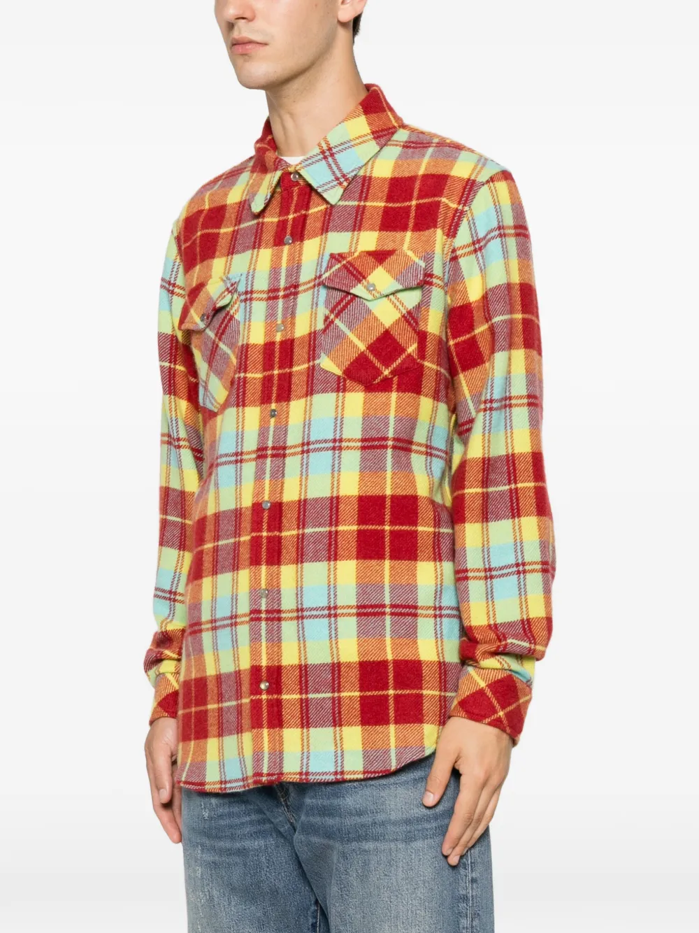 GOD'S TRUE CASHMERE Kasjmier overhemd met tartan-ruit Rood
