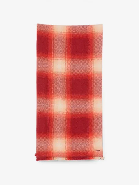 GOD'S TRUE CASHMERE plaid fringed scarf