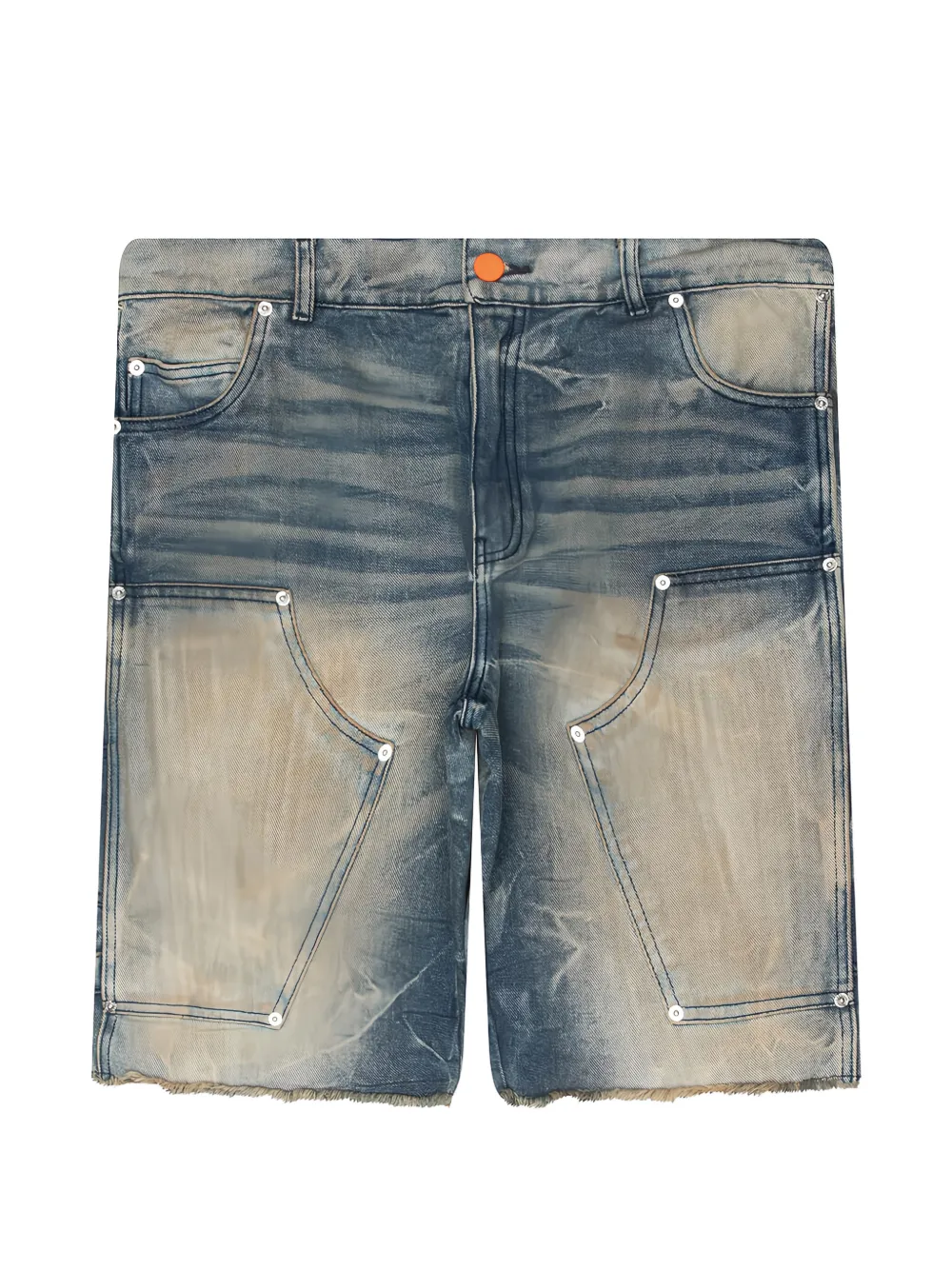 HELLSTAR panelled frayed-hem shorts - Blu