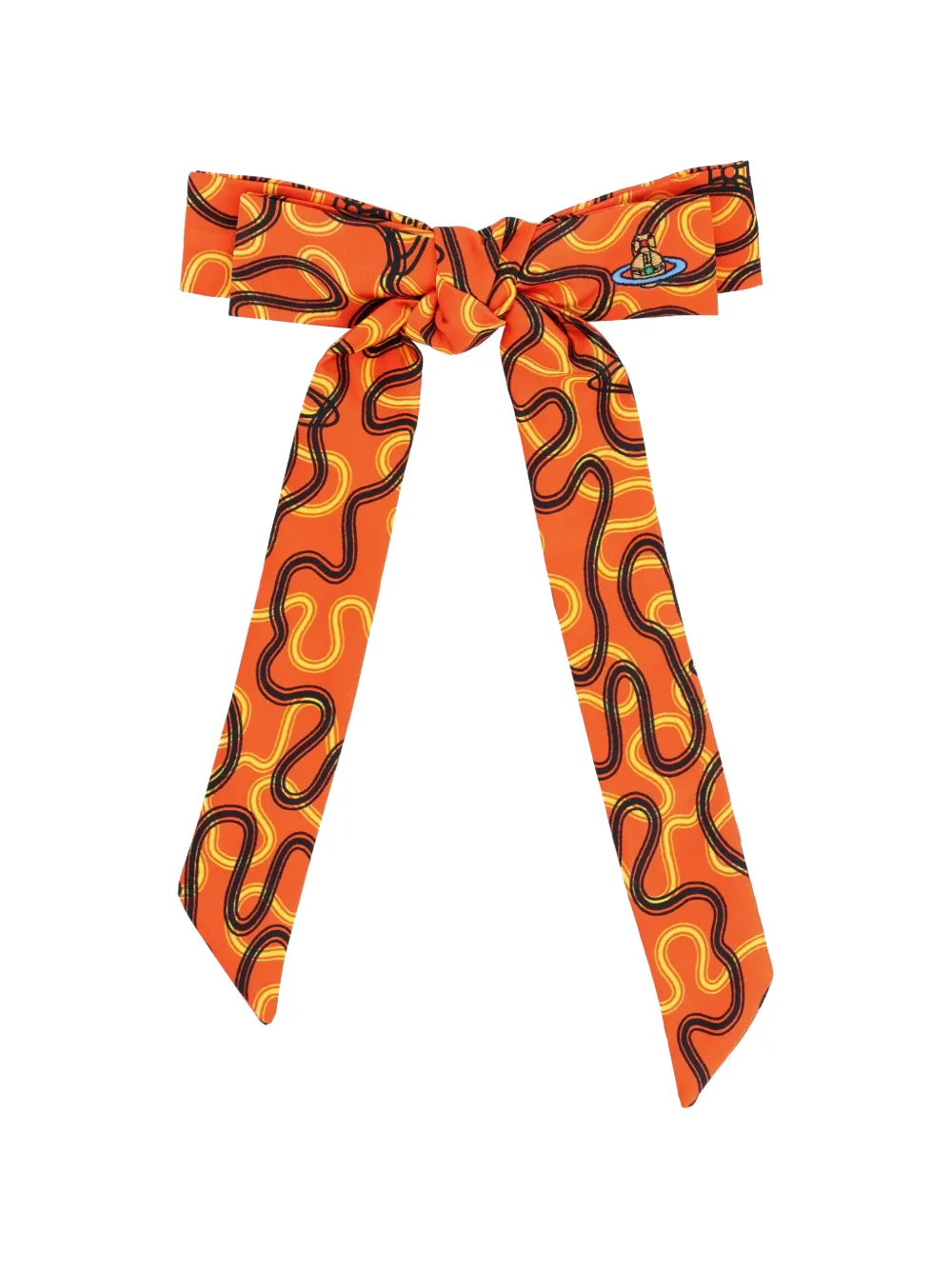 Vivienne Westwood Orb-embroidered abstract-print hair ribbon - Orange