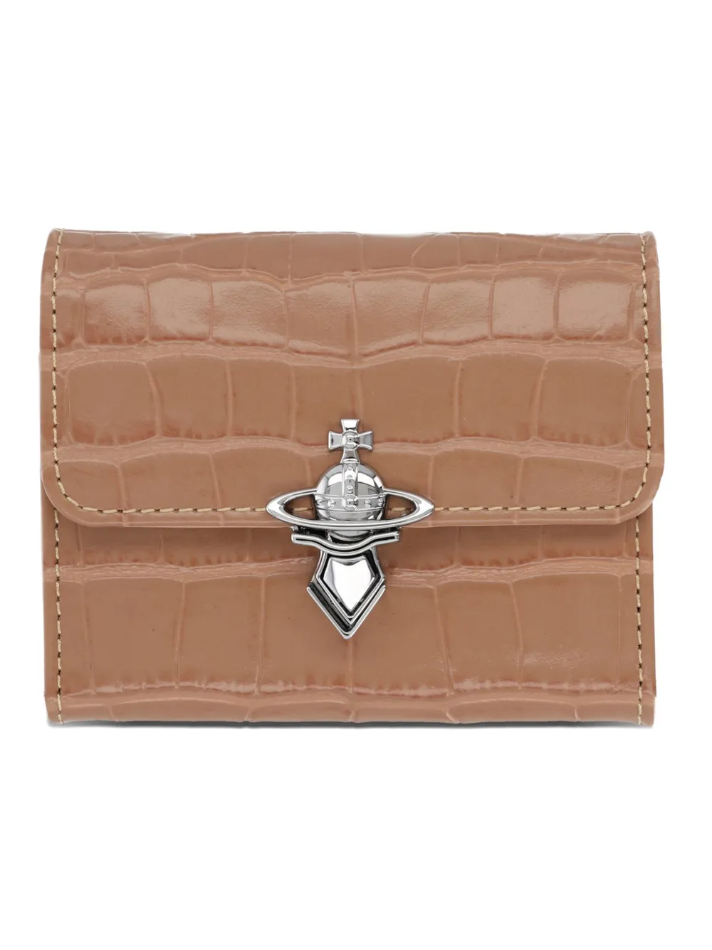 Vivienne Westwood Orb portemonnee met krokodillen-reliëf Beige