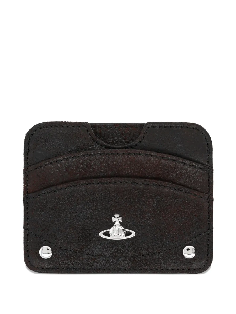 Vivienne Westwood Half Moon Orb-plaque leather card holder - Marrone