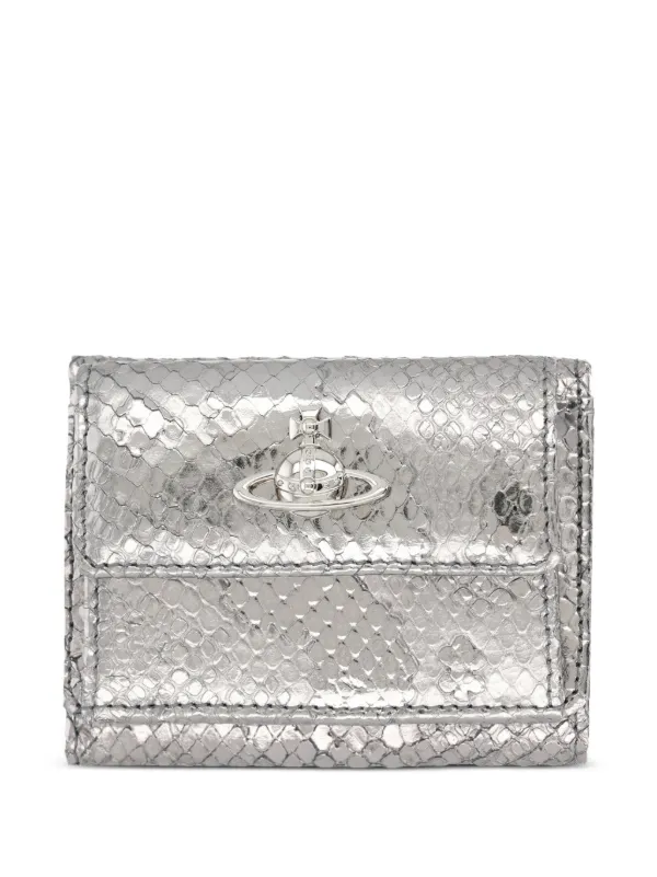 Vivienne Westwood Orb Snakeskin-effect Wallet in Silver