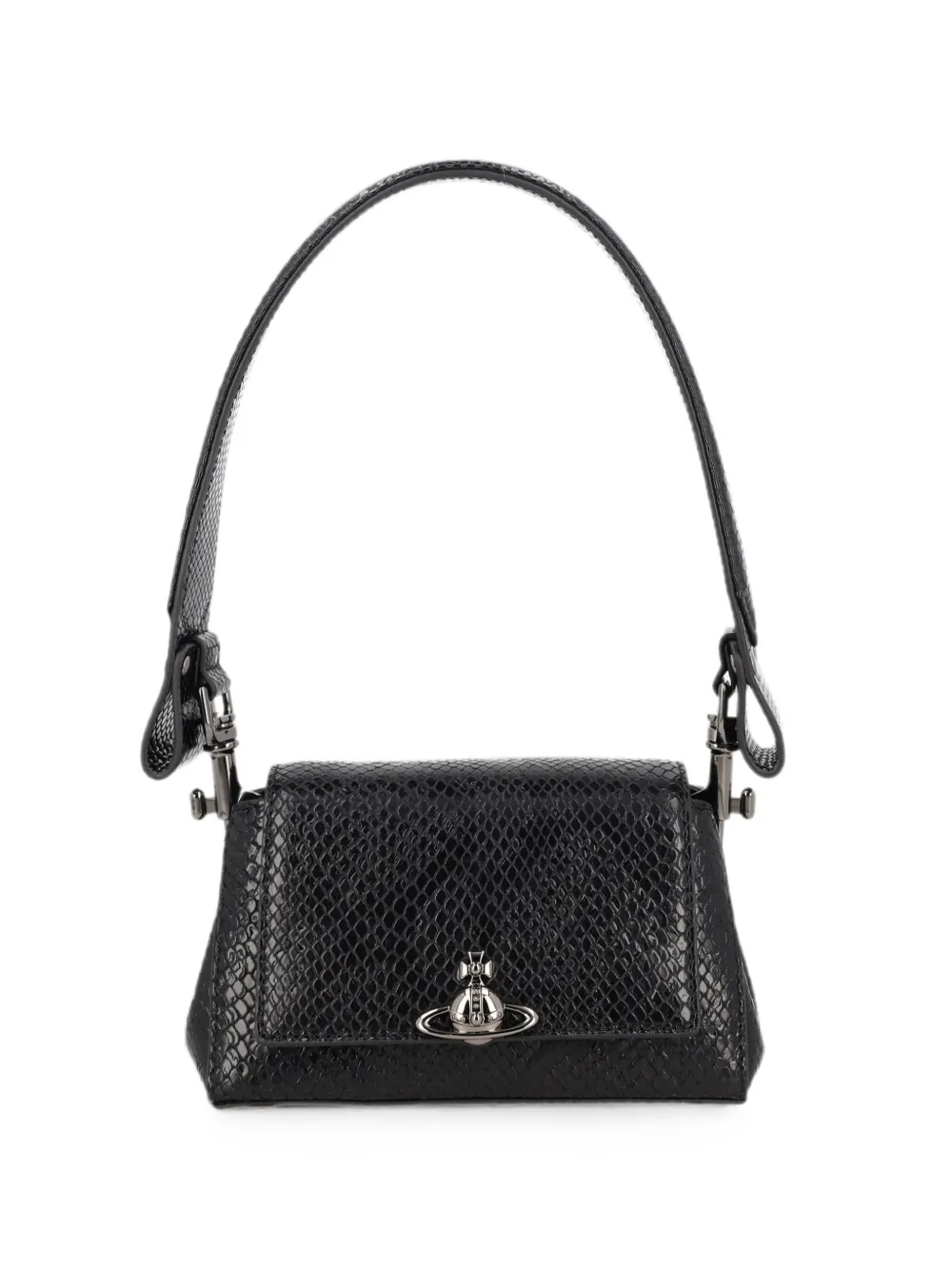 Vivienne Westwood snakeskin-effect orb shoulder bag - Nero