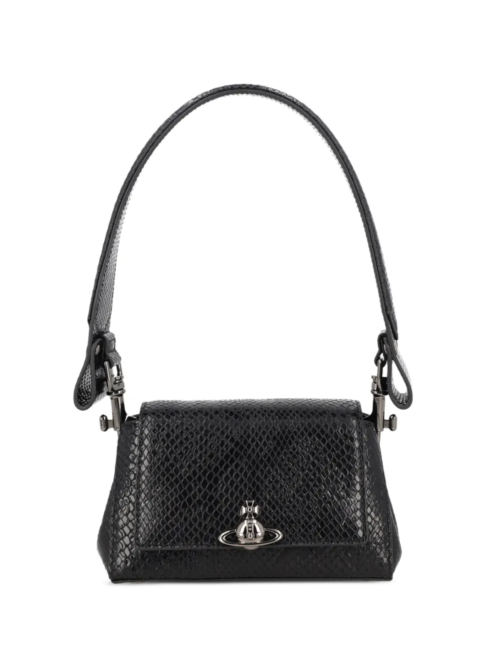Vivienne Westwood snakeskin-effect orb shoulder bag - Nero