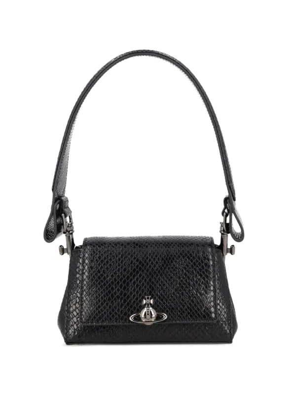 Vivienne Westwood Snakeskin-effect Orb Shoulder Bag in Black