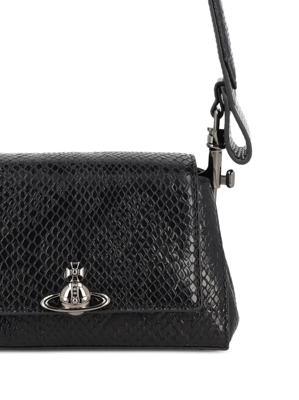 Vivienne Westwood Snakeskin-effect Orb Shoulder Bag in Black, view 2