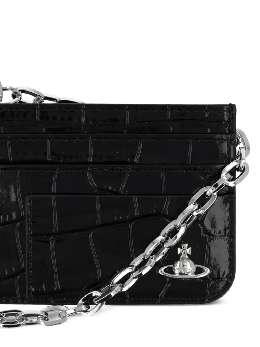  Vivienne Westwood Tarjetero Con Efecto De Piel De Cocodrilo Y Orbe - Negro 