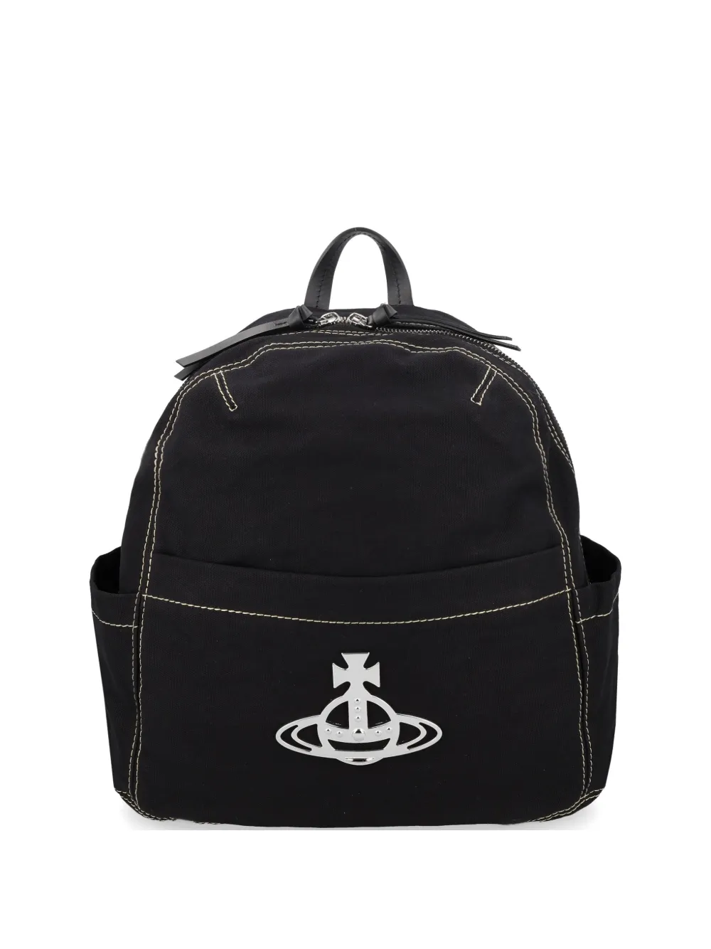 Vivienne Westwood medium George orb-plaque contrast-stitch backpack - Nero