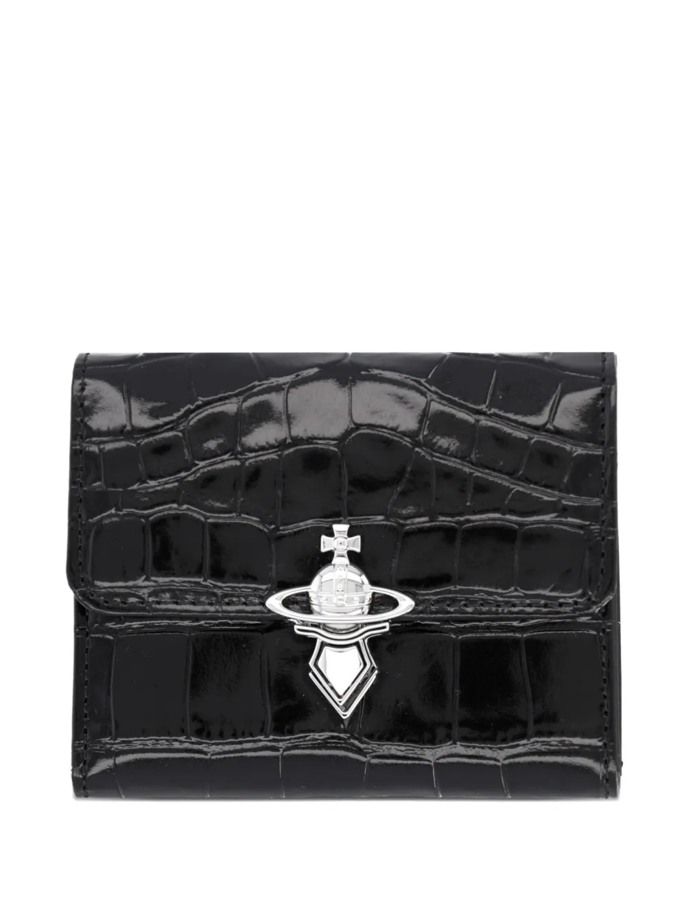 Vivienne Westwood Orb croc-effect leather wallet - Nero