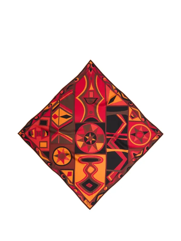 Pucci Bongo-print Silk Carrè Scarf in Red