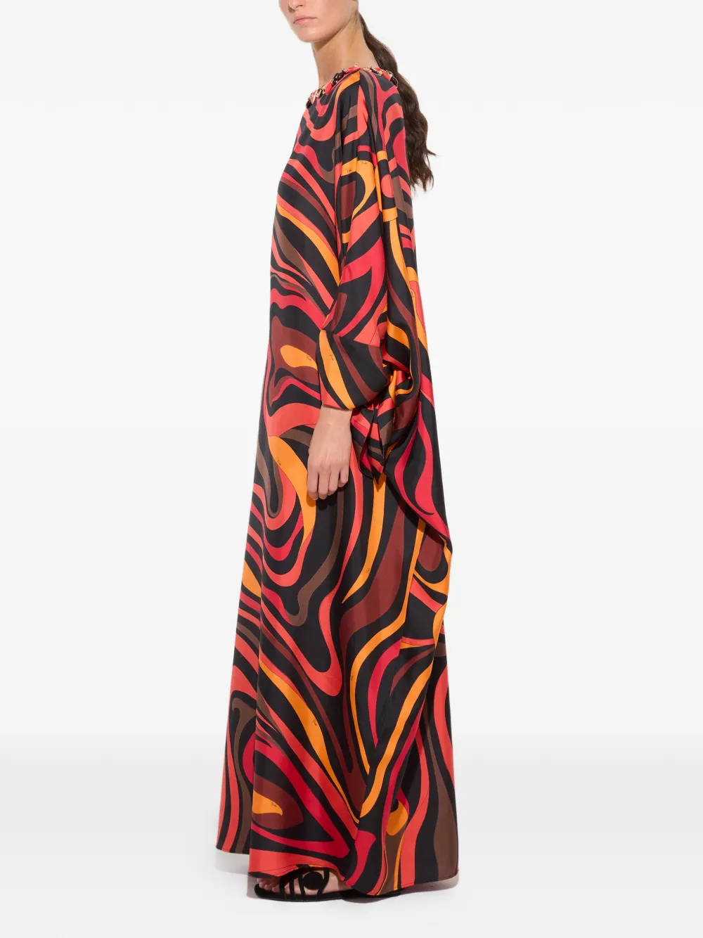 PUCCI Zijden tuniek met borduurwerk en Marmo-print Zwart