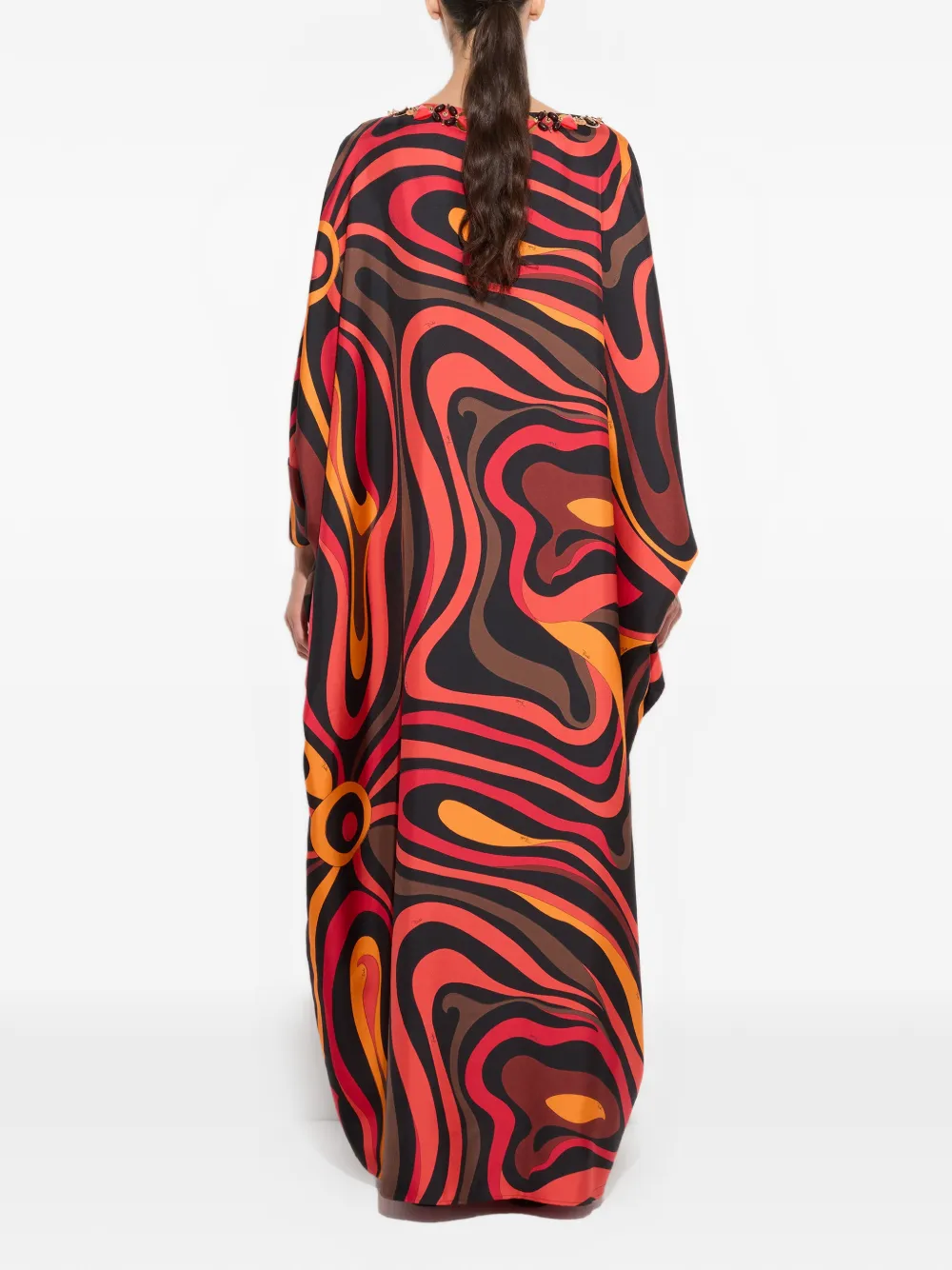 PUCCI Zijden tuniek met borduurwerk en Marmo-print Zwart