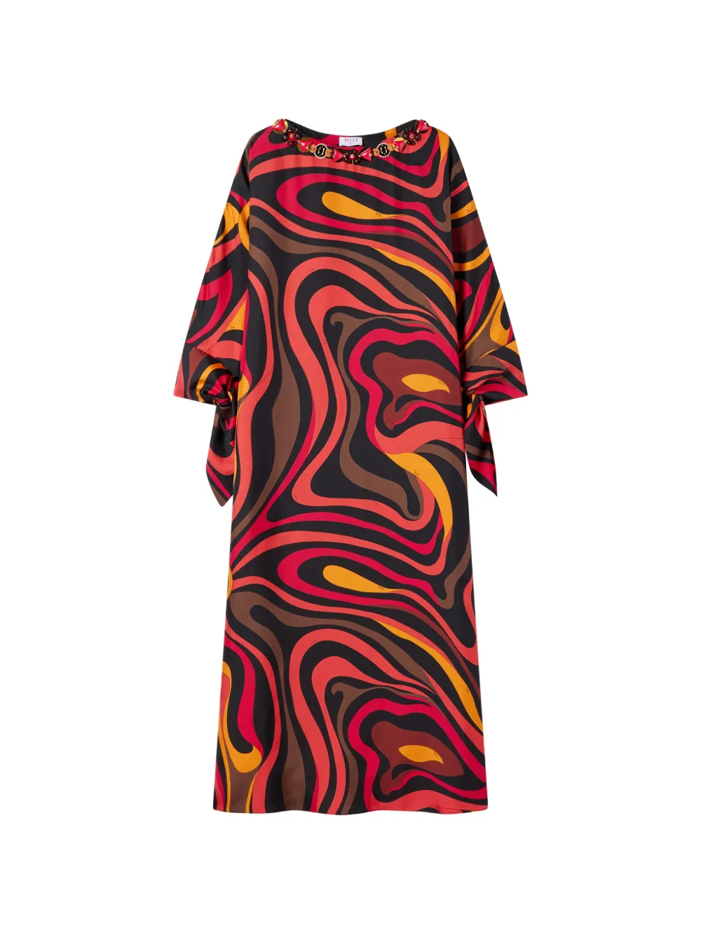 PUCCI Marmo-print embroidered kaftan - Nero