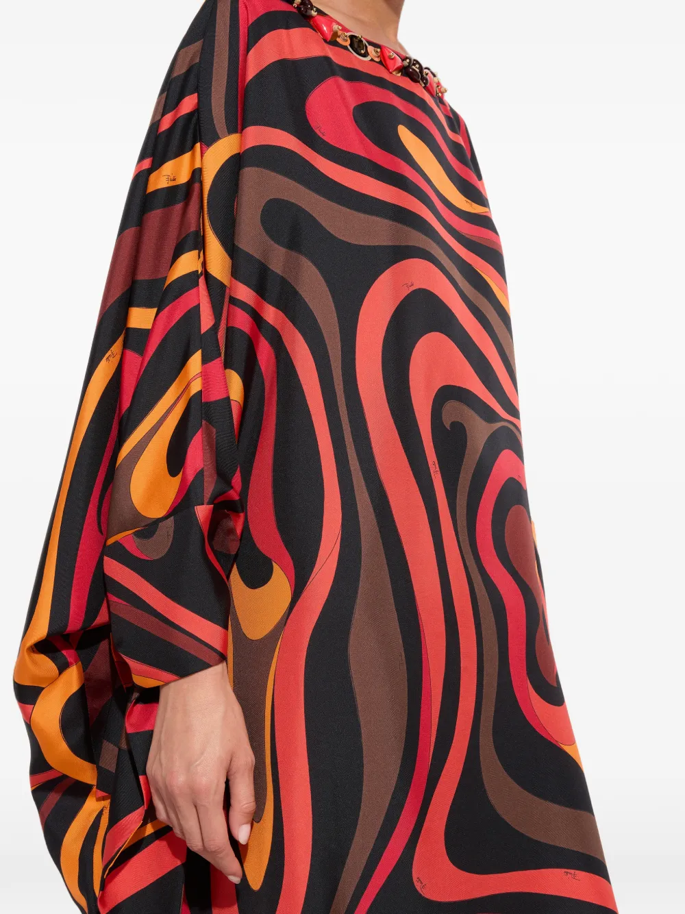 PUCCI Zijden tuniek met borduurwerk en Marmo-print Zwart