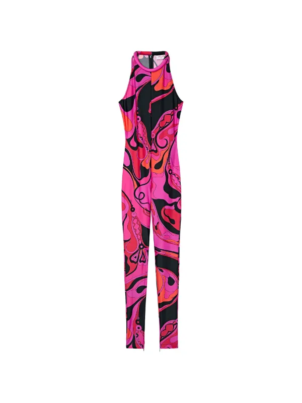 Pucci Orchidee-print Long Jumpsuit in Pink