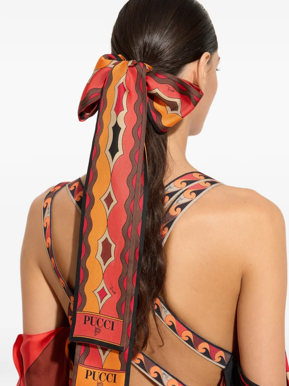 PUCCI Zijden twill sjaal met print Rood