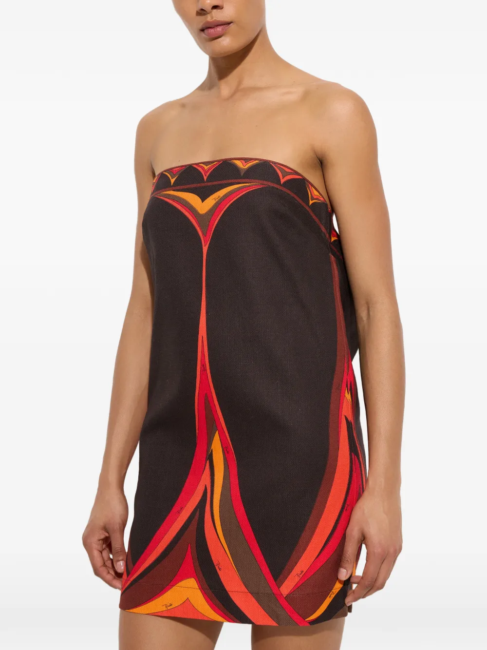 PUCCI Linnen en katoenen jurk met Fari-print Zwart