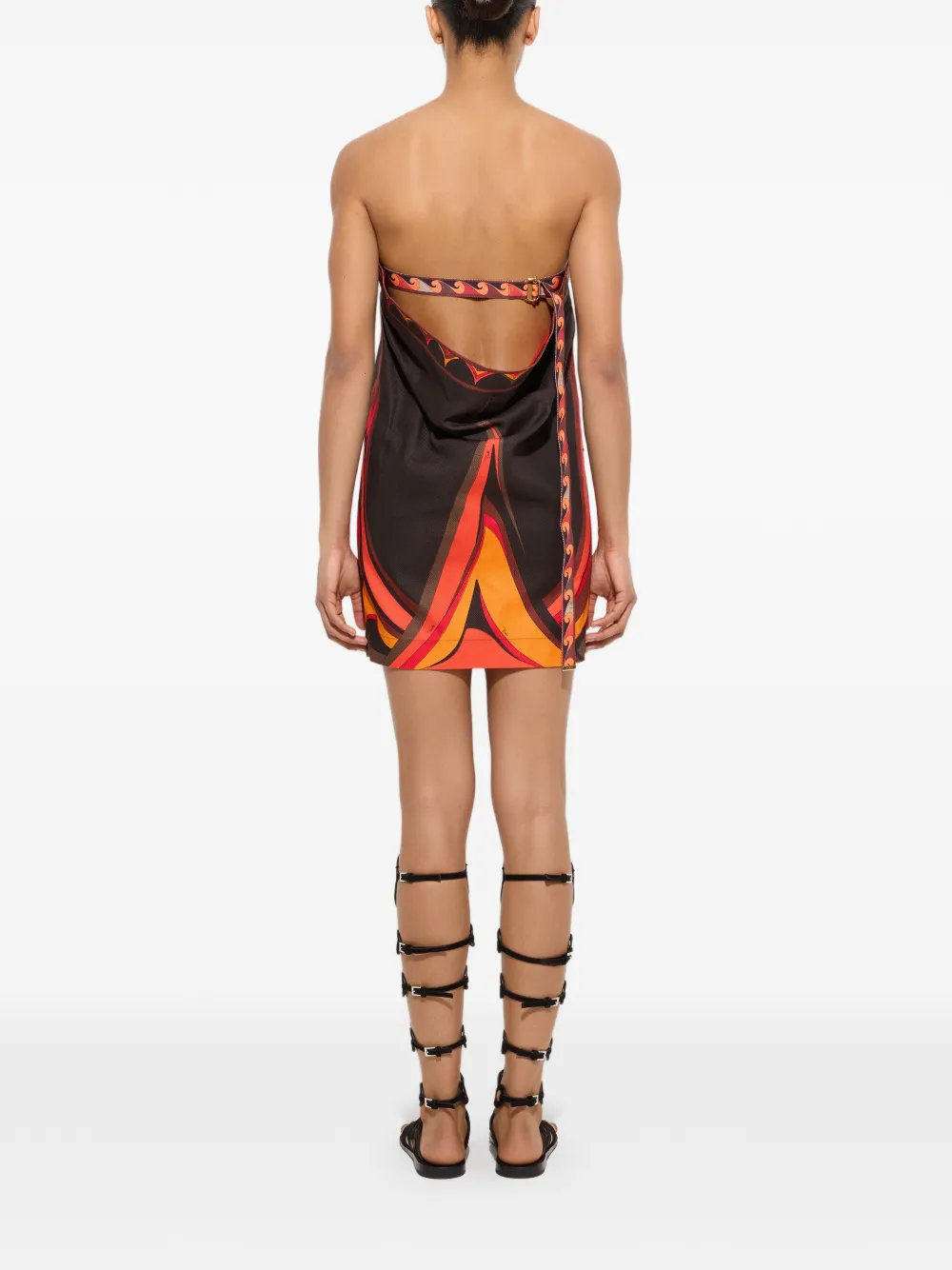 PUCCI Linnen en katoenen jurk met Fari-print Zwart