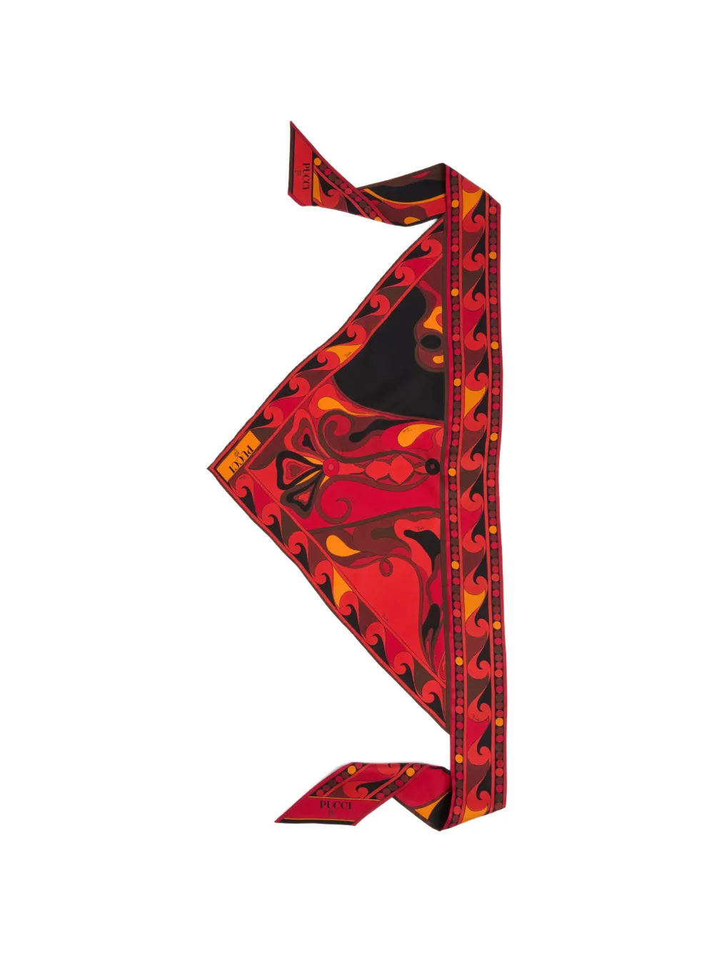 PUCCI Orchidee-print silk triangle scarf - Rosso