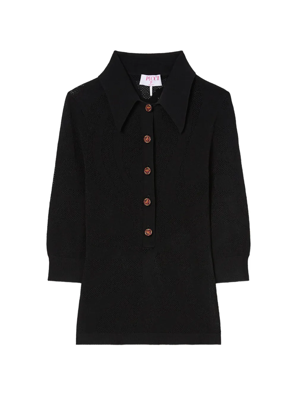 PUCCI seamless jacquard Marmo polo shirt - Nero