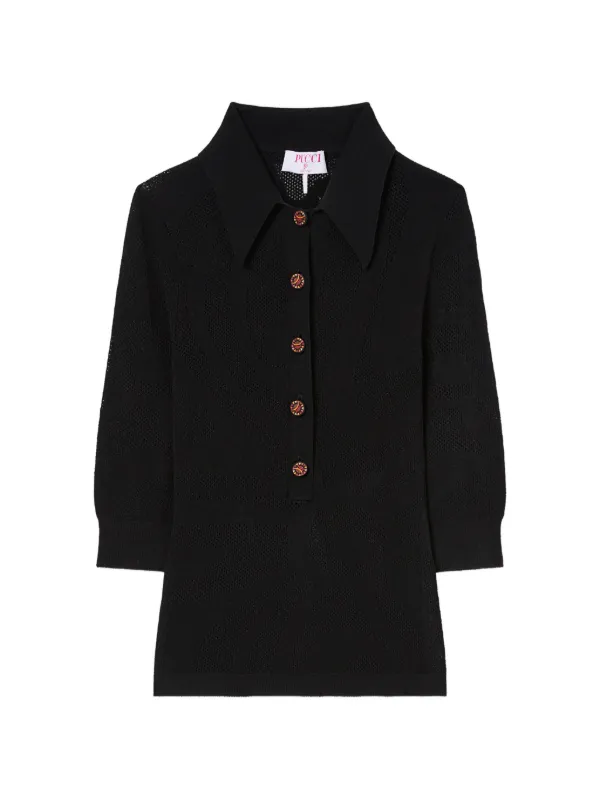 Pucci Seamless Jacquard Marmo Polo Shirt in Black